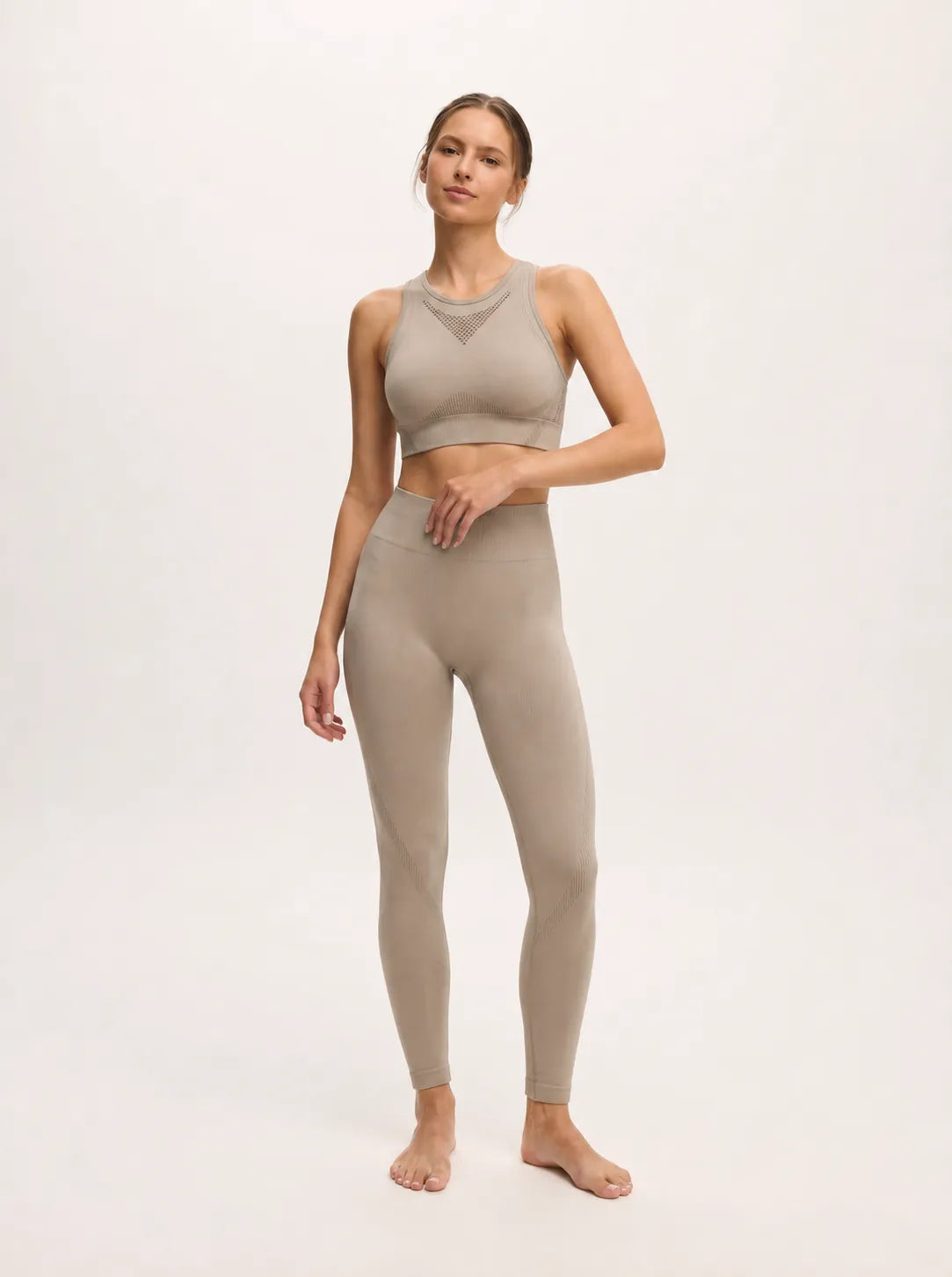 Mesh-Detail High-Neck Bra