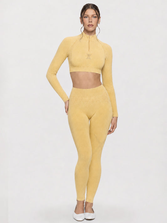 The Serenity Series Quarter-Zip Seamless Crop Top