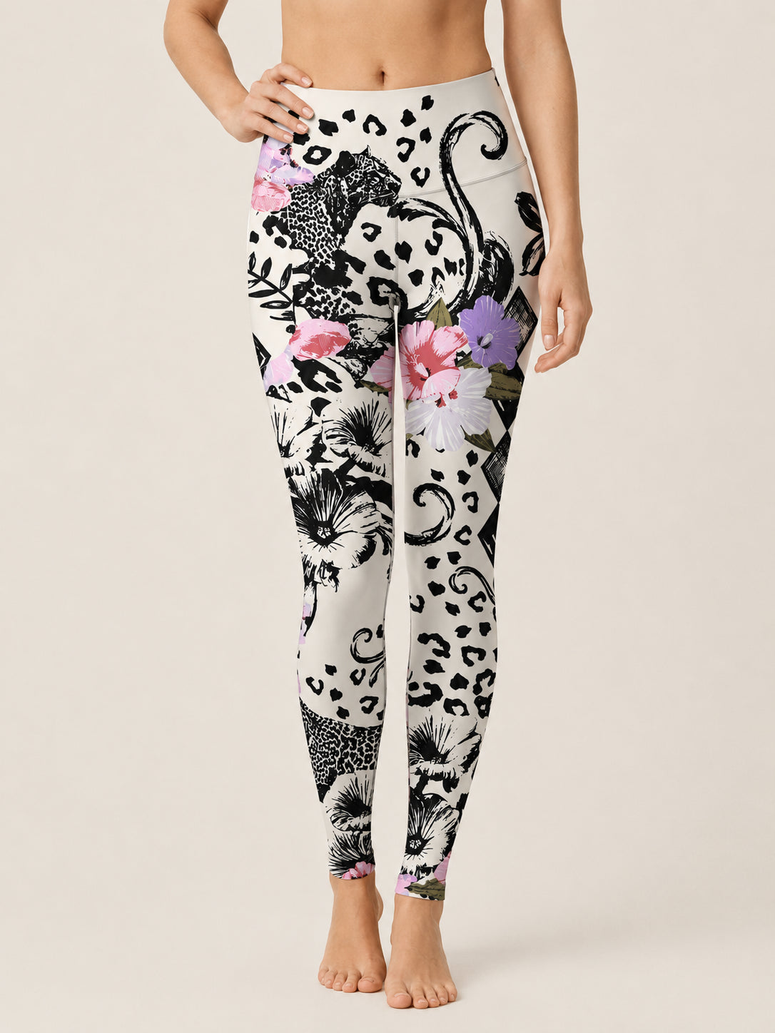 Leopard Floral Panther Sculpt Leggings