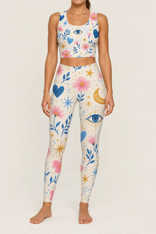 Celestial Eye Bloom Longline Sports Bra Set