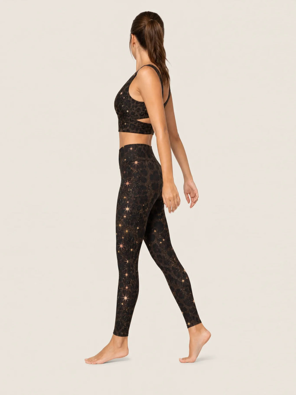 Cosmic Leopard Longline Sports Bra Set