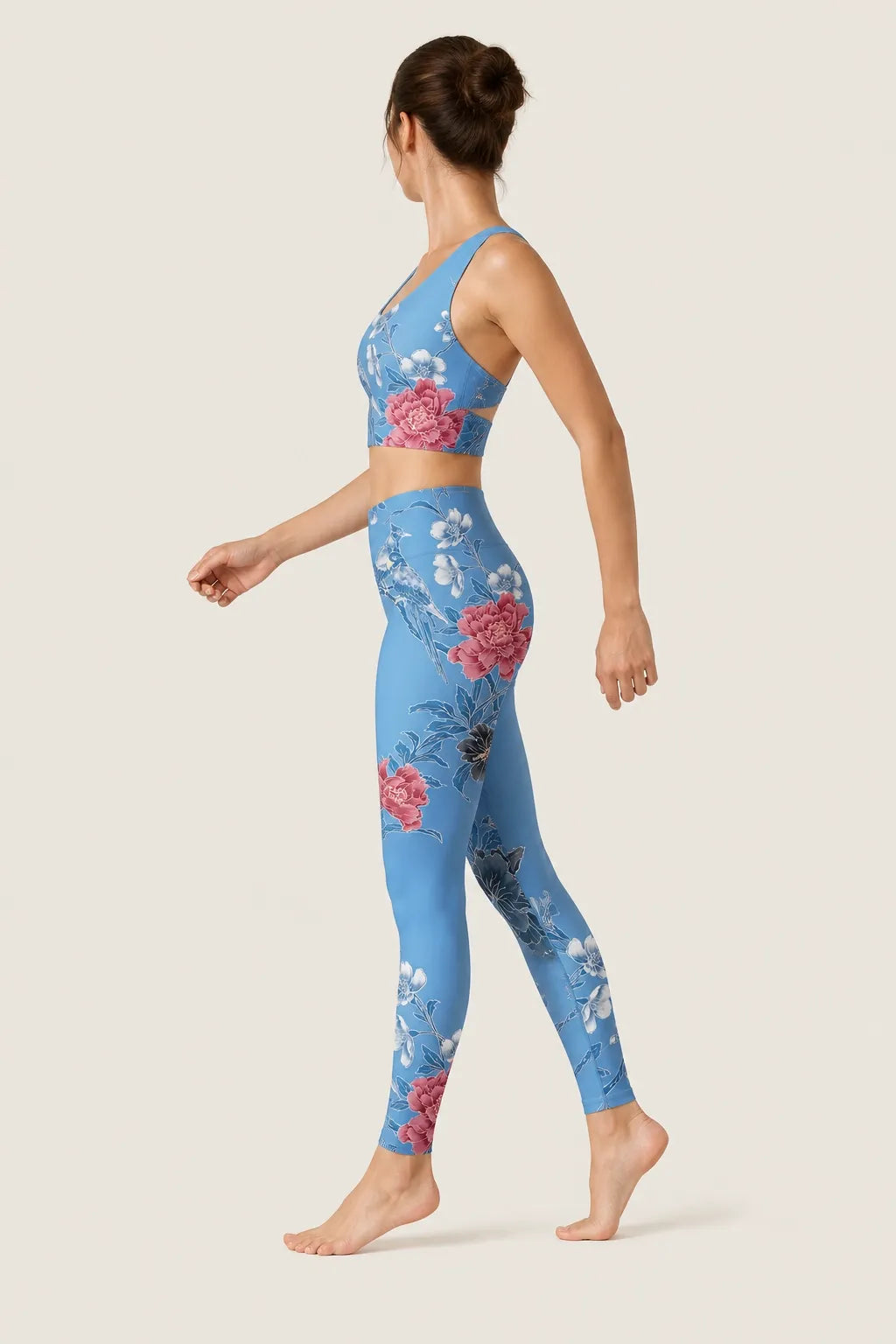 Blue Garden Longline Sports Bra Set