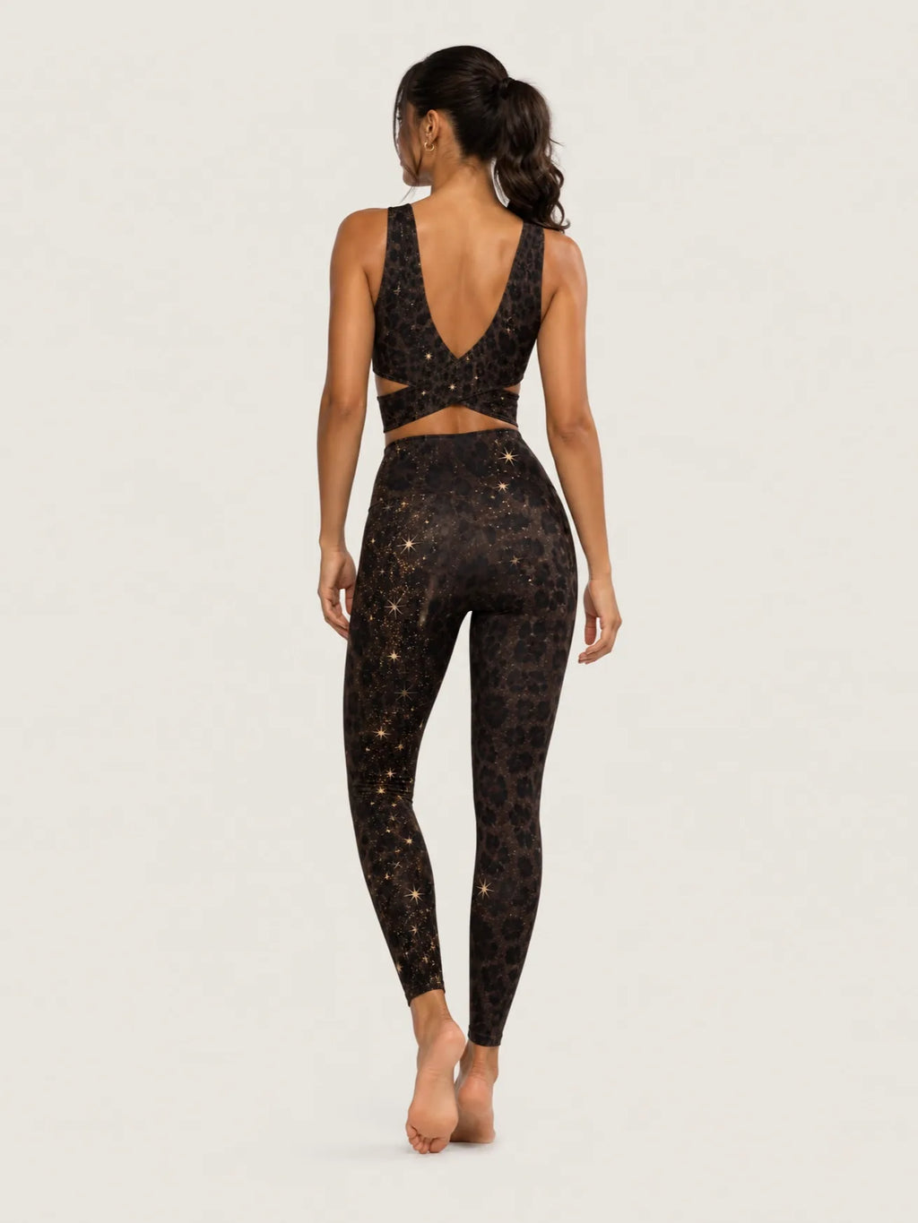 Cosmic Leopard Longline Sports Bra Set