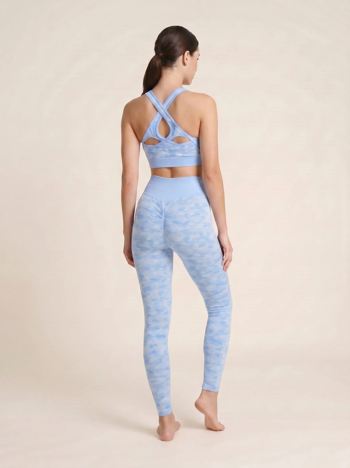 Cross-Front Camo Seamless Bra