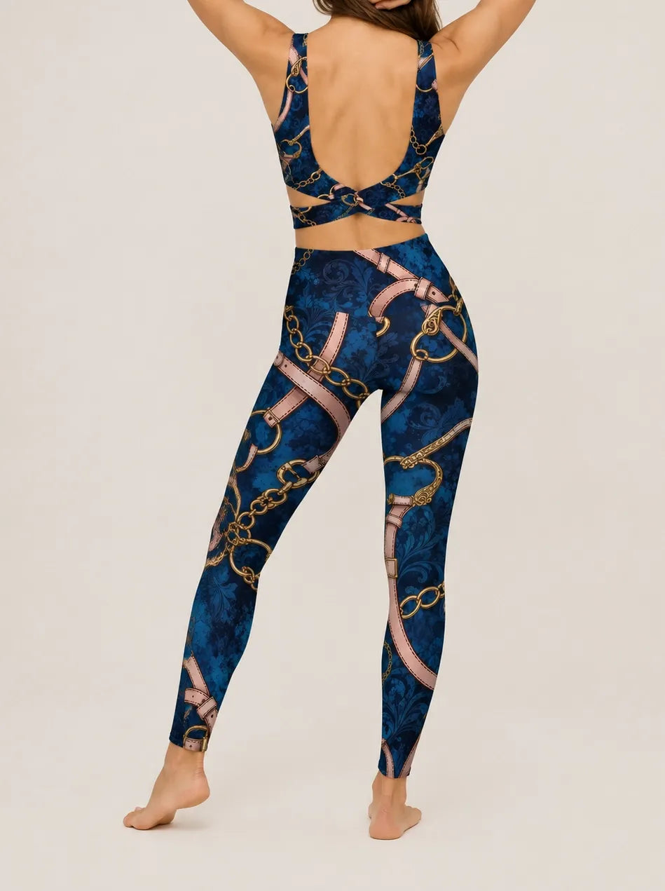 Midnight Chain Longline Sports Bra Set