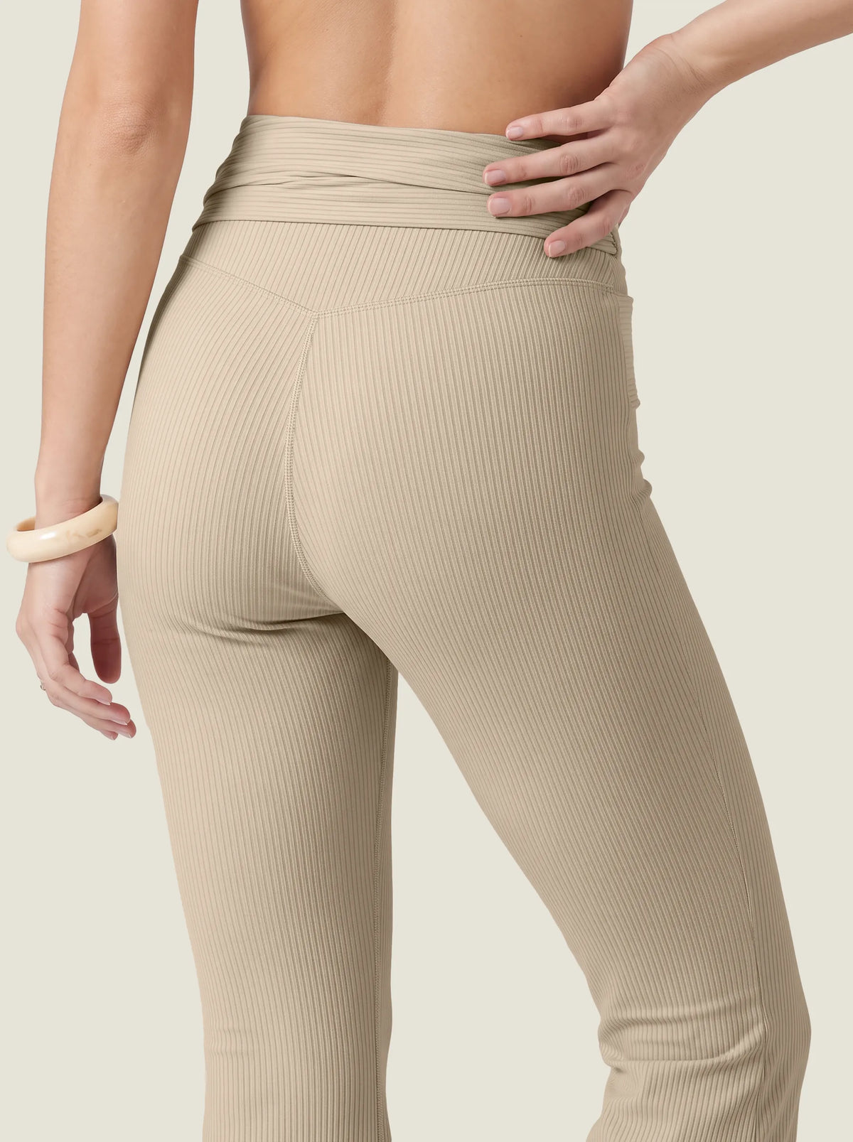 Tie-Waist Ribbed Flare Leggings