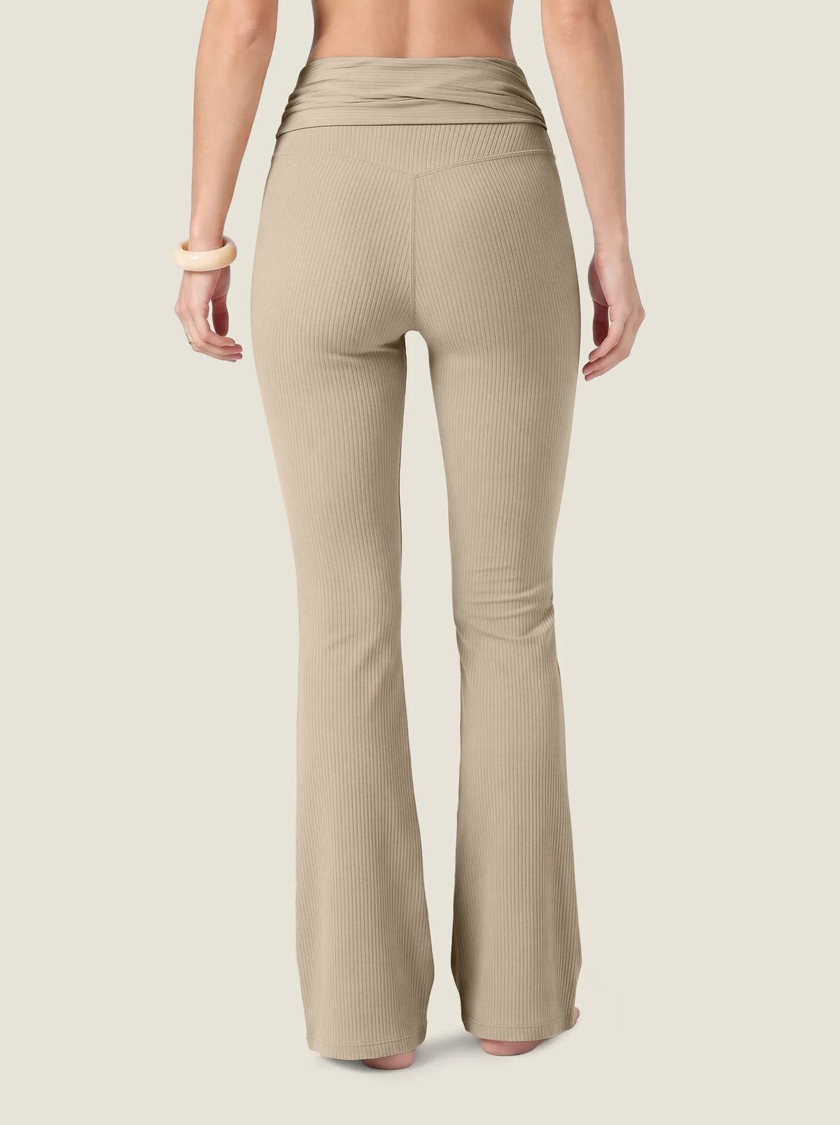 Tie-Waist Ribbed Flare Leggings