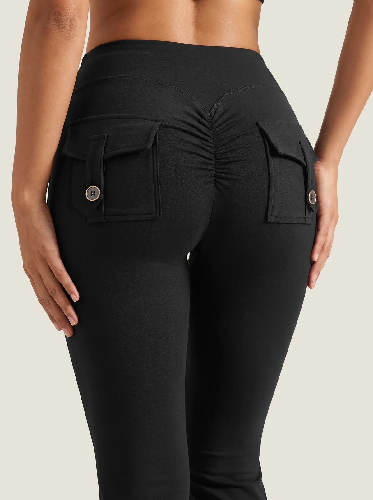 Utility Flap-Pocket Flare Leggings
