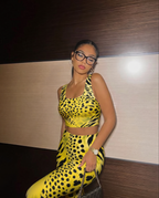 Electric Yellow Animal Print Bralette Set