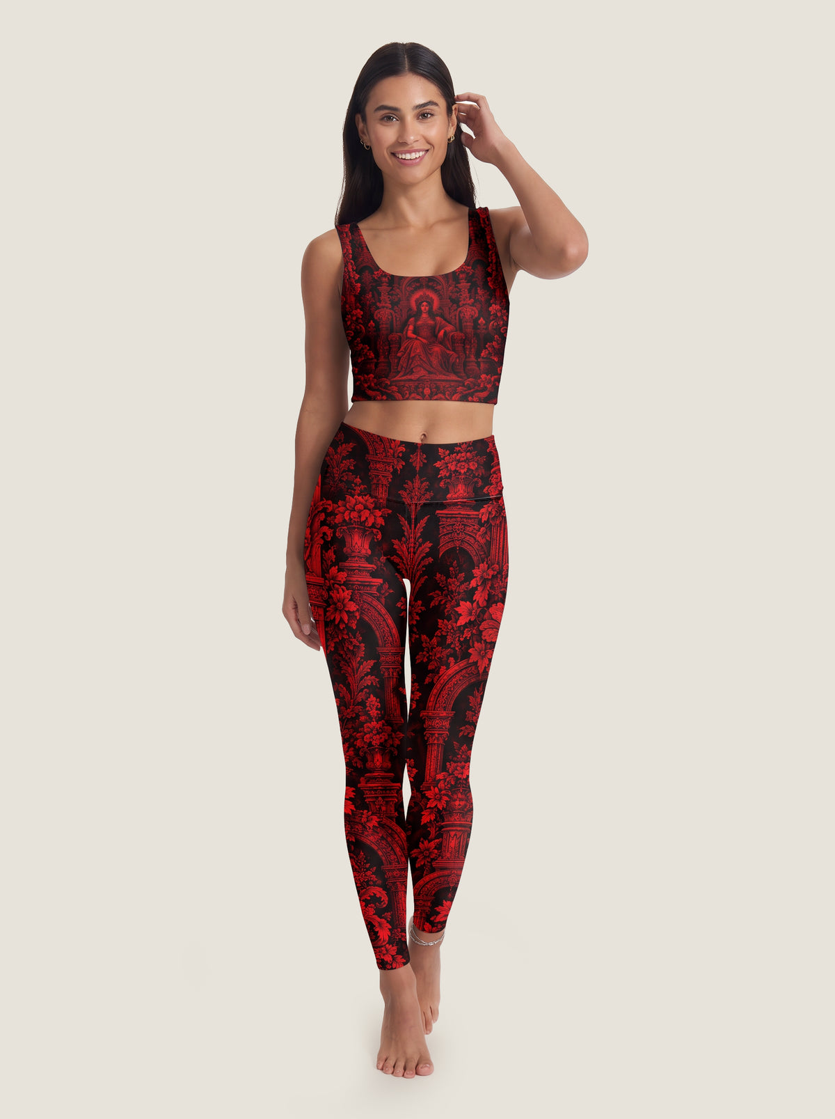 Crimson Gothic Throne Crop Top Set