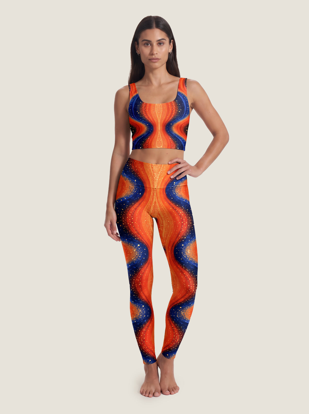 Cosmic Ember Flow Crop Top Set