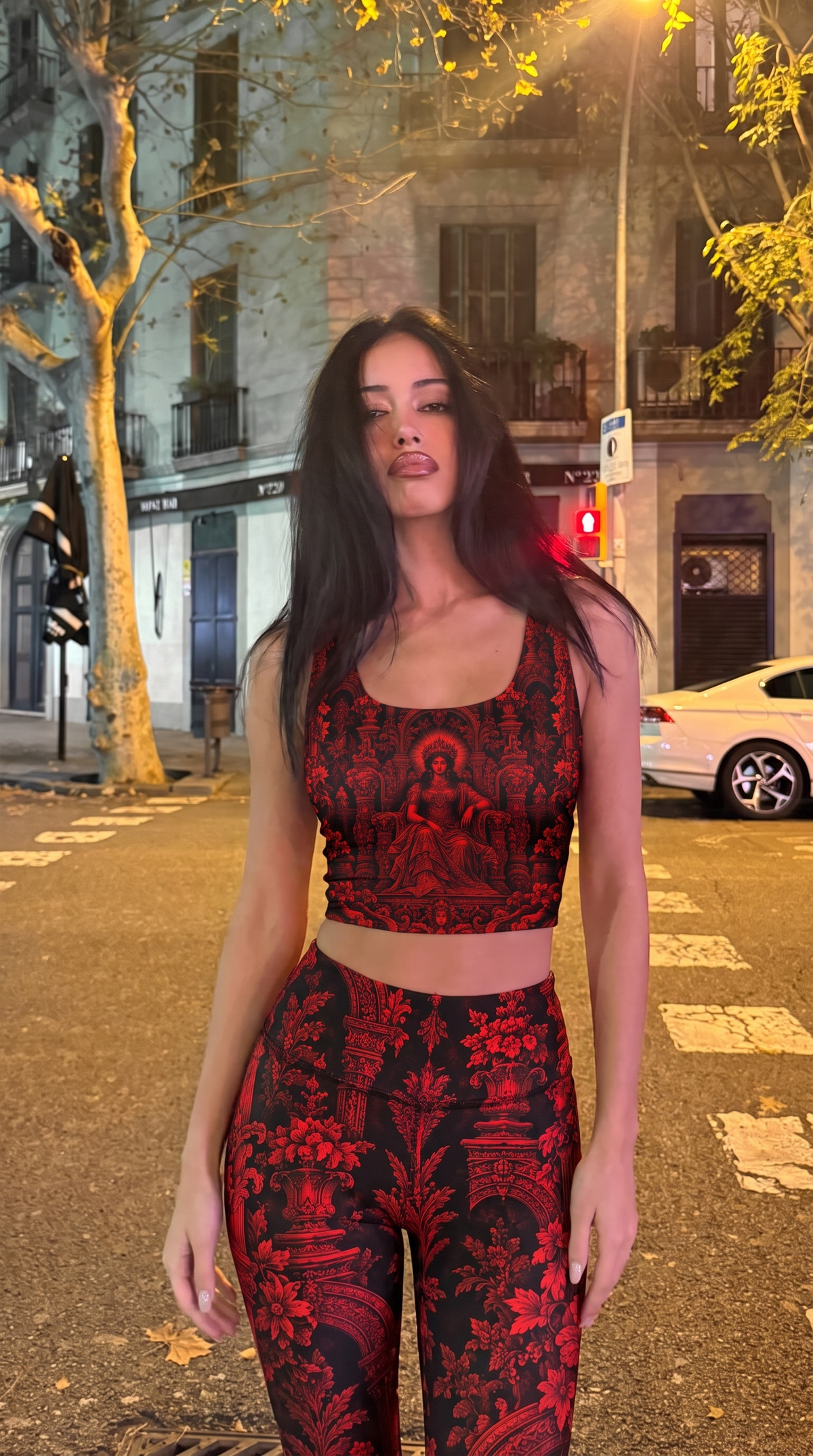 Crimson Gothic Throne Crop Top Set
