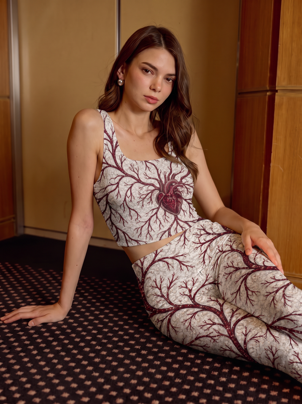 Crimson Heart Branch Crop Top Set
