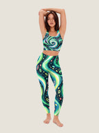 Neon Galaxy Swirl Crop Top Set
