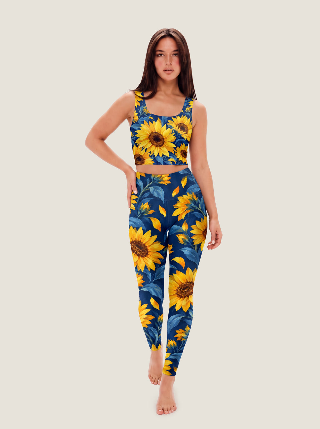 Golden Sunflower Garden Crop Top Set