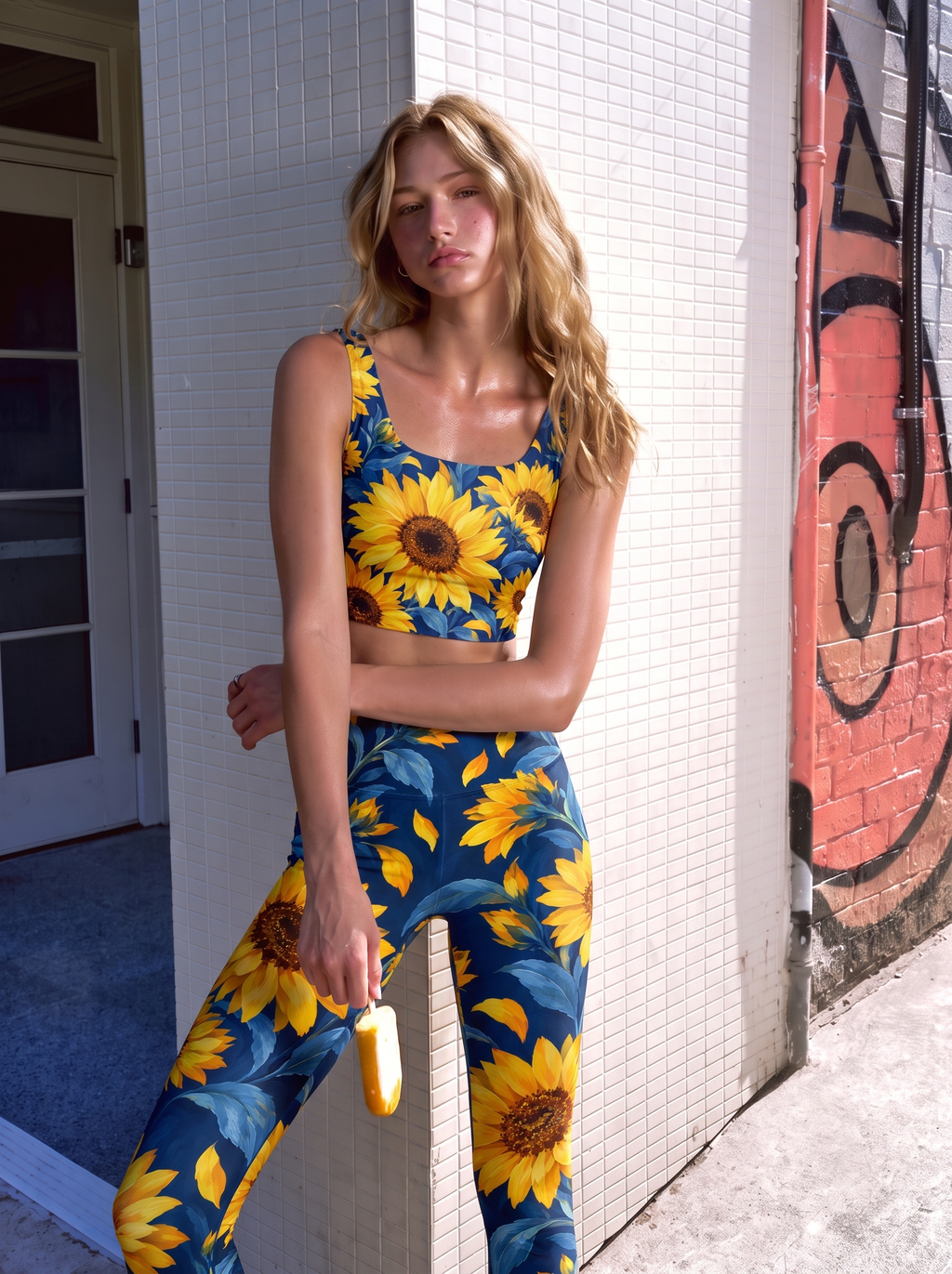 Golden Sunflower Garden Crop Top Set