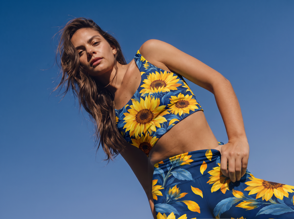 Golden Sunflower Garden Crop Top Set