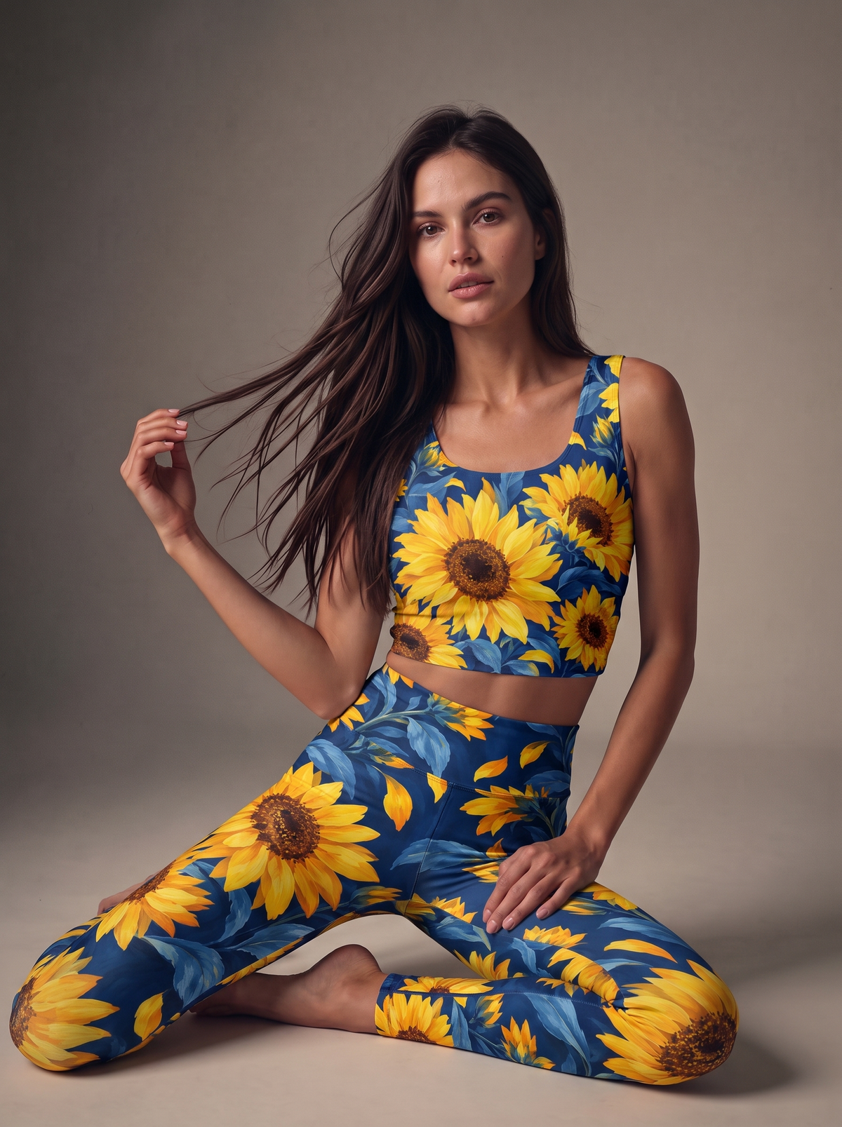 Golden Sunflower Garden Crop Top Set