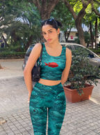 Red Fish in Blue Waters Crop Top Set