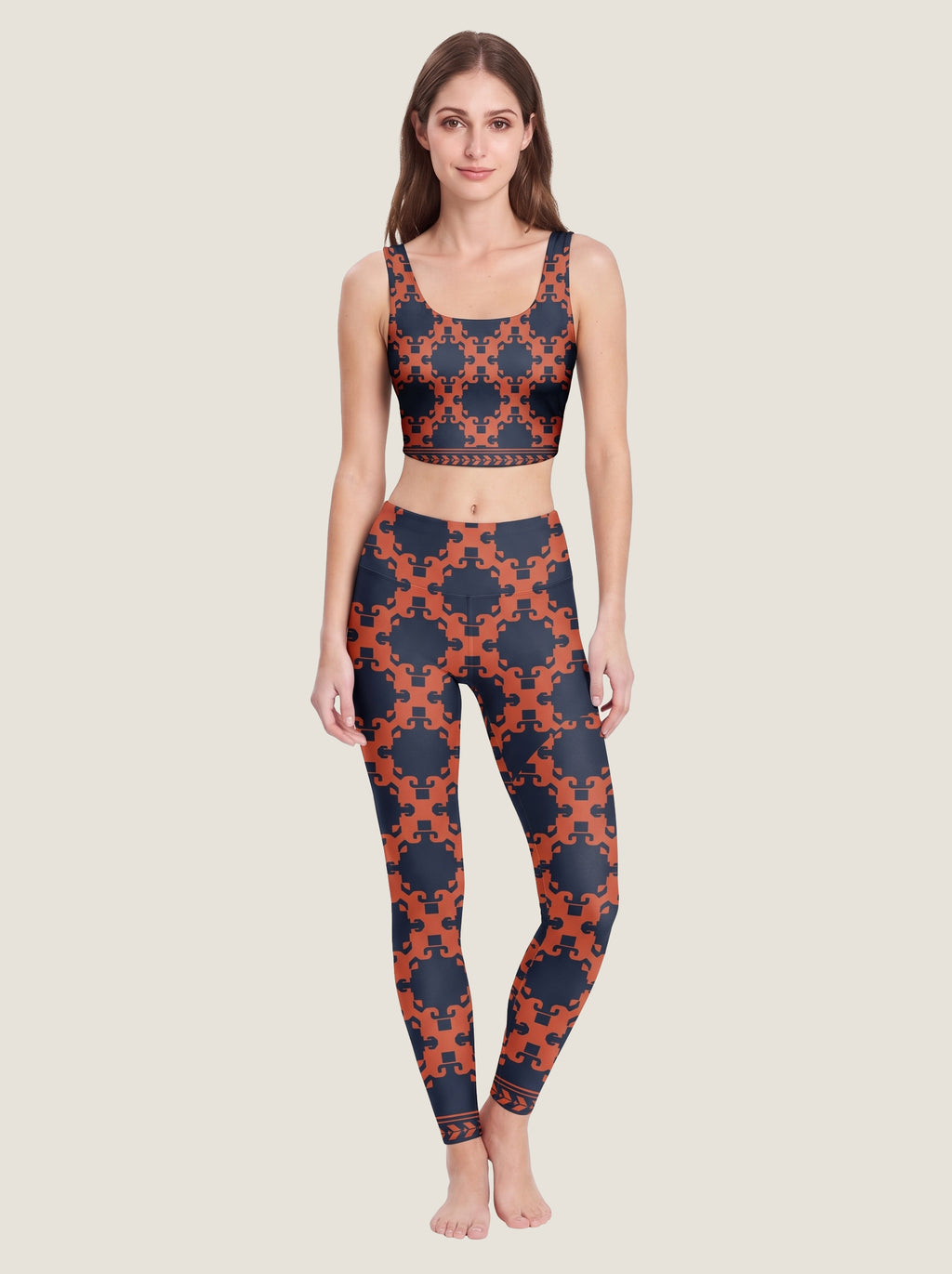 Midnight Ember Geometric Crop Top Set