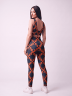 Midnight Ember Geometric Crop Top Set