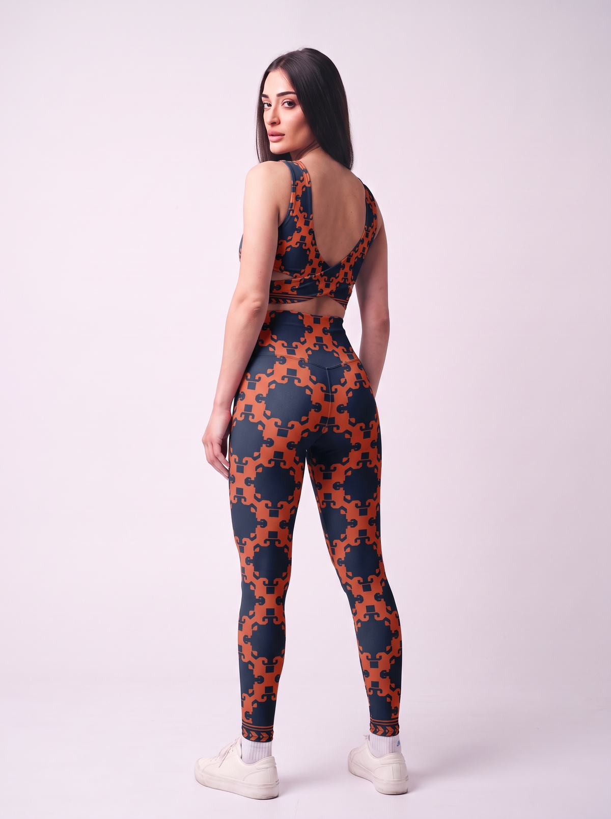 Midnight Ember Geometric Crop Top Set