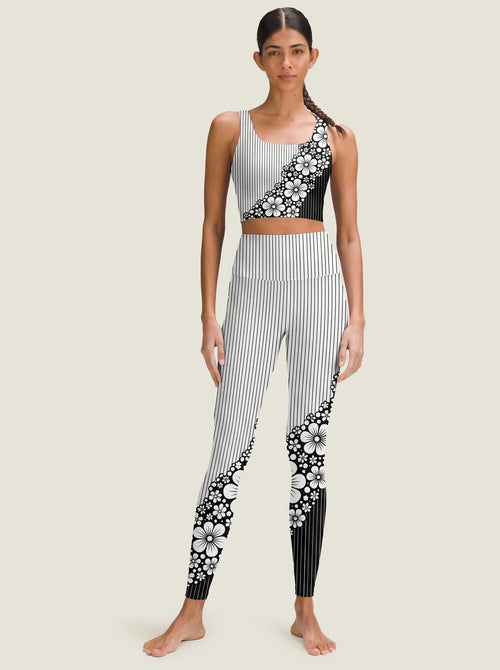 Monochrome Floral Stripe Bralette Set