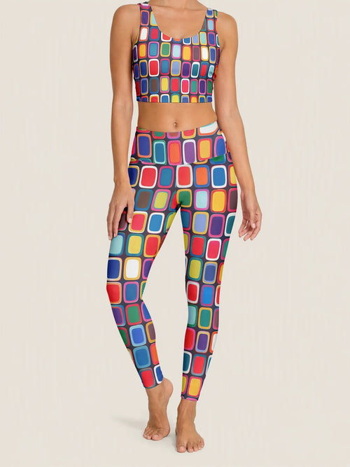 Color Grid Sports Bra Set