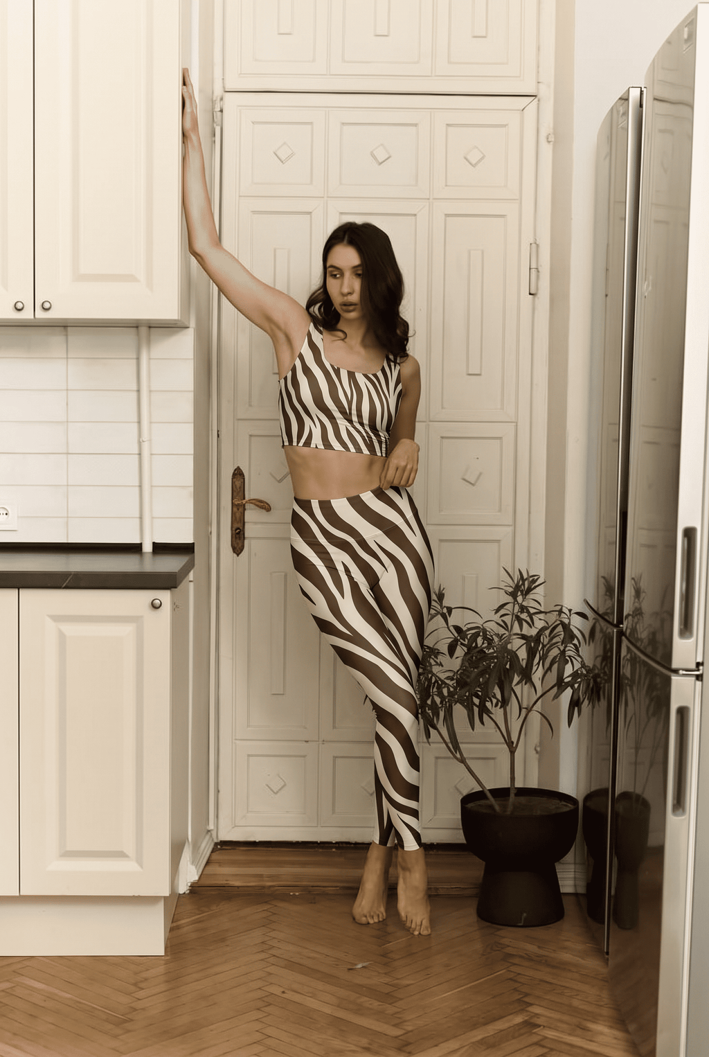 Abstract Zebra Stripe Bralette Set