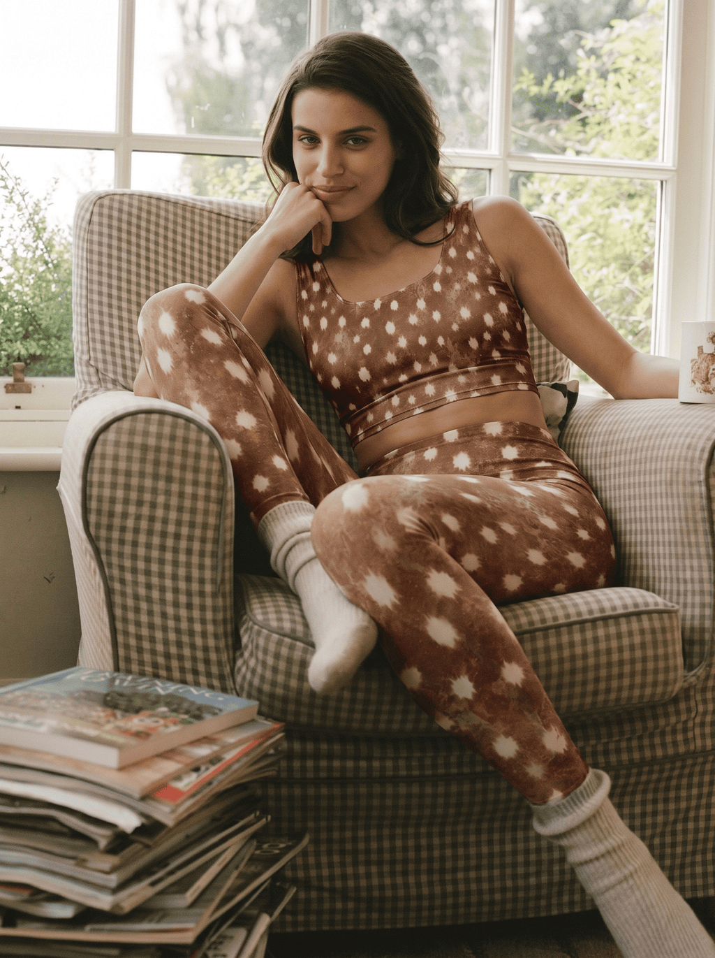 Soft Mist Deer Print Bralette Set