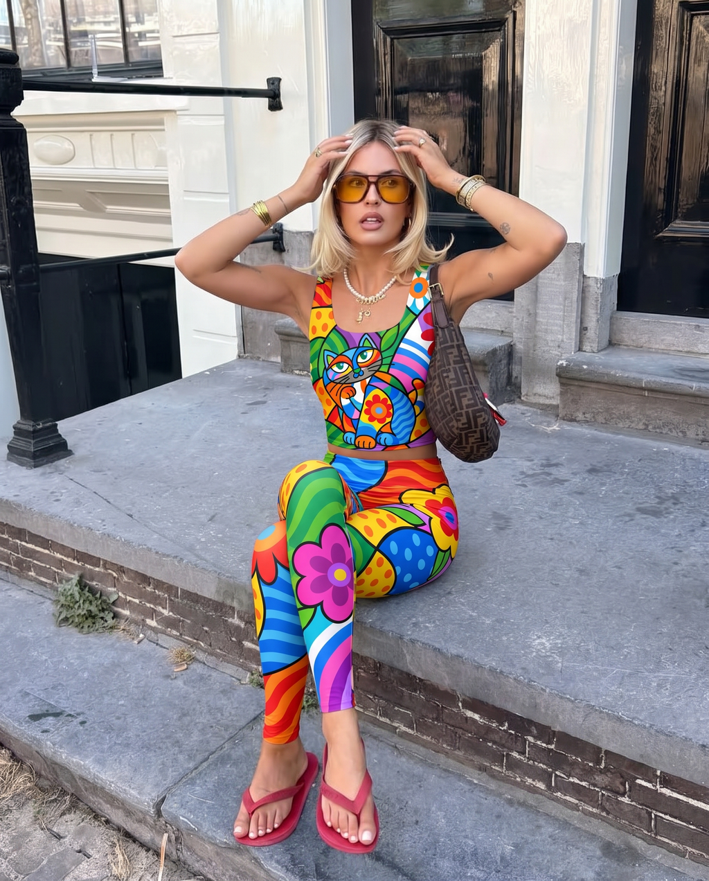 Pop Art Cat Garden Bralette Set