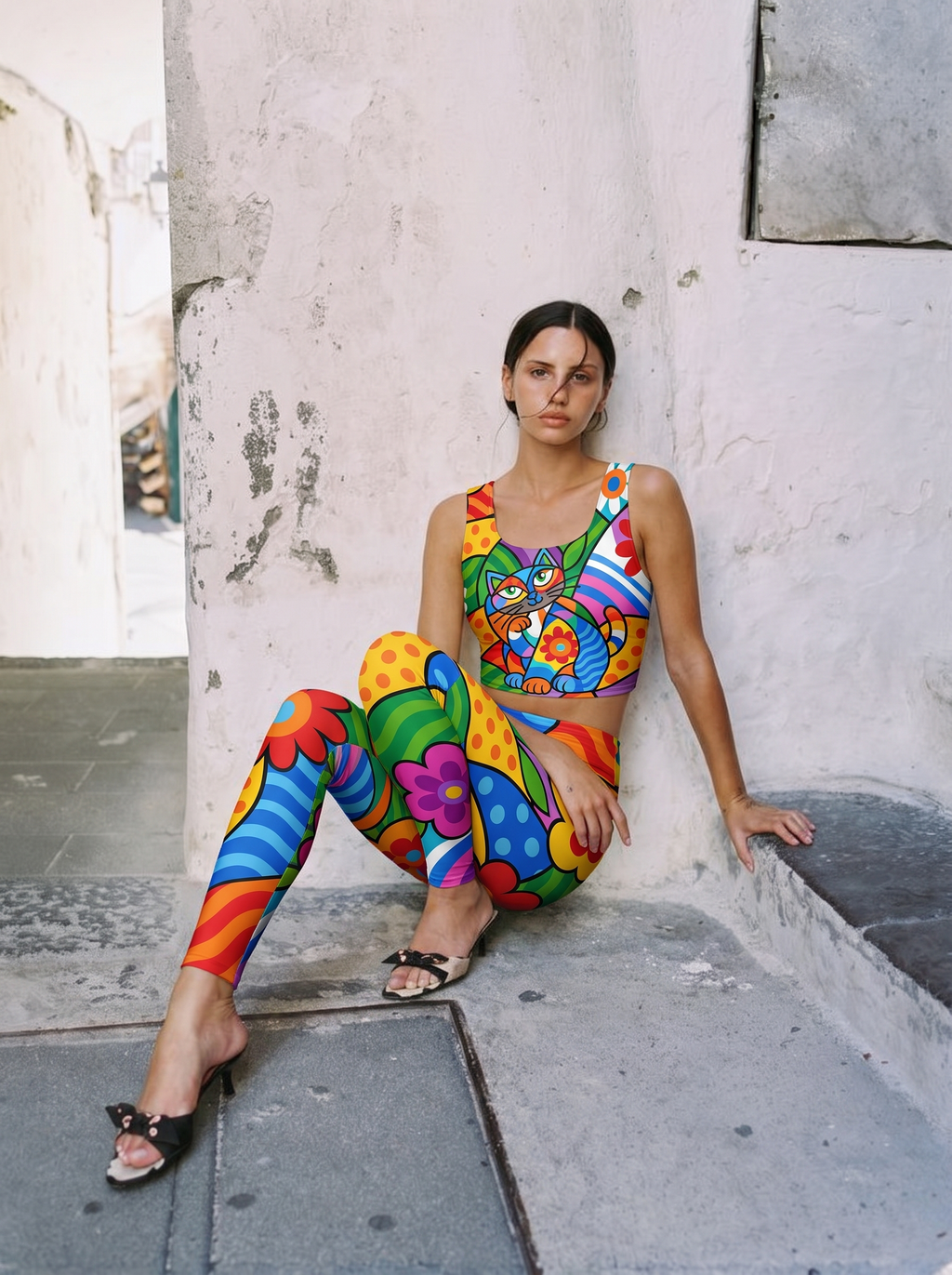 Pop Art Cat Garden Bralette Set