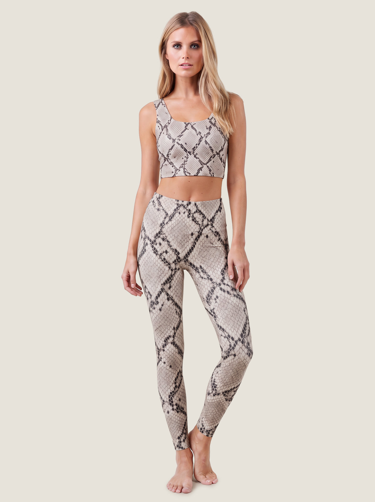 Neutral Python Print Bralette Set
