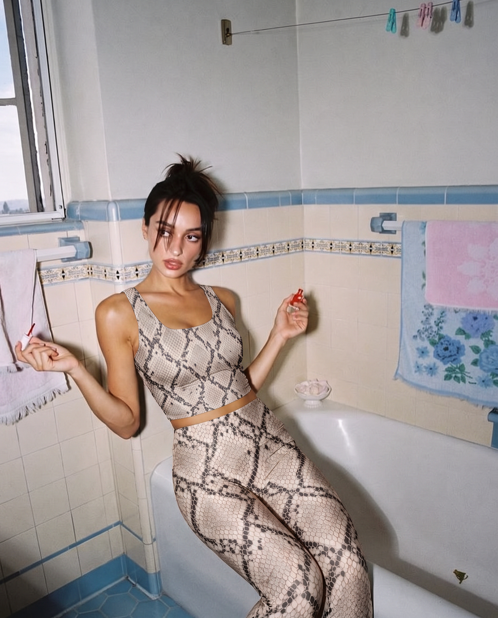 Neutral Python Print Bralette Set