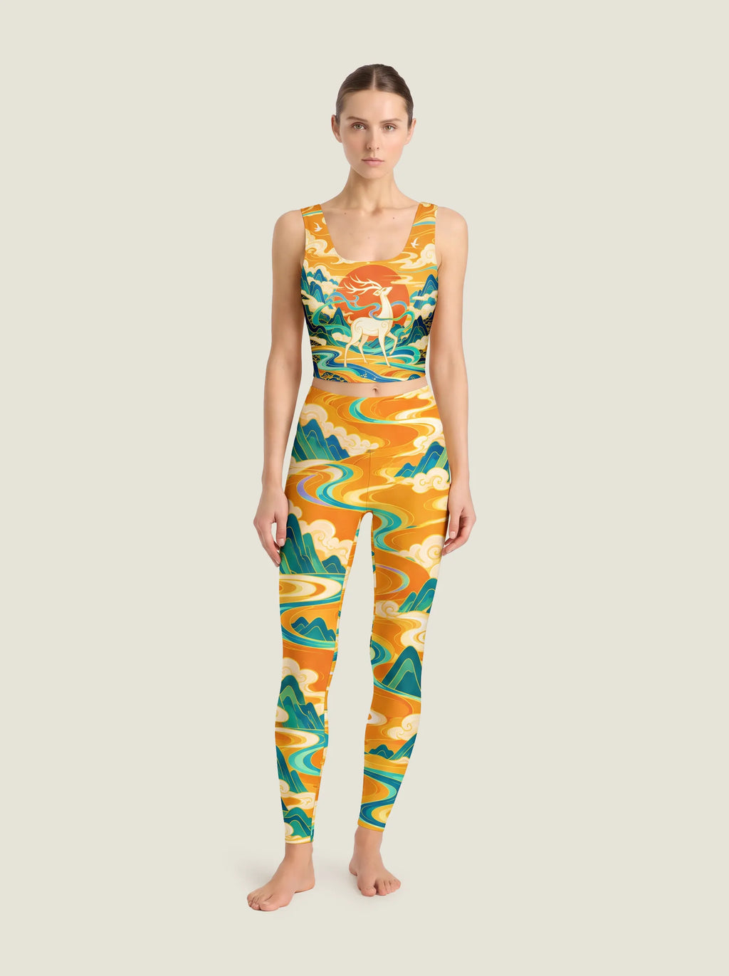 Golden Deer Landscape Bralette Set