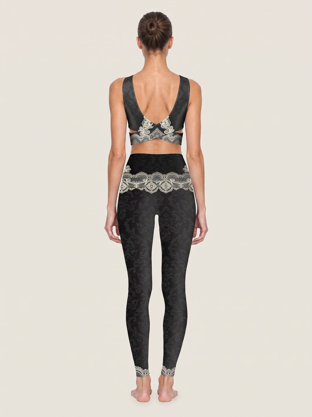 Gothic Lace Corset Sports Bra Set