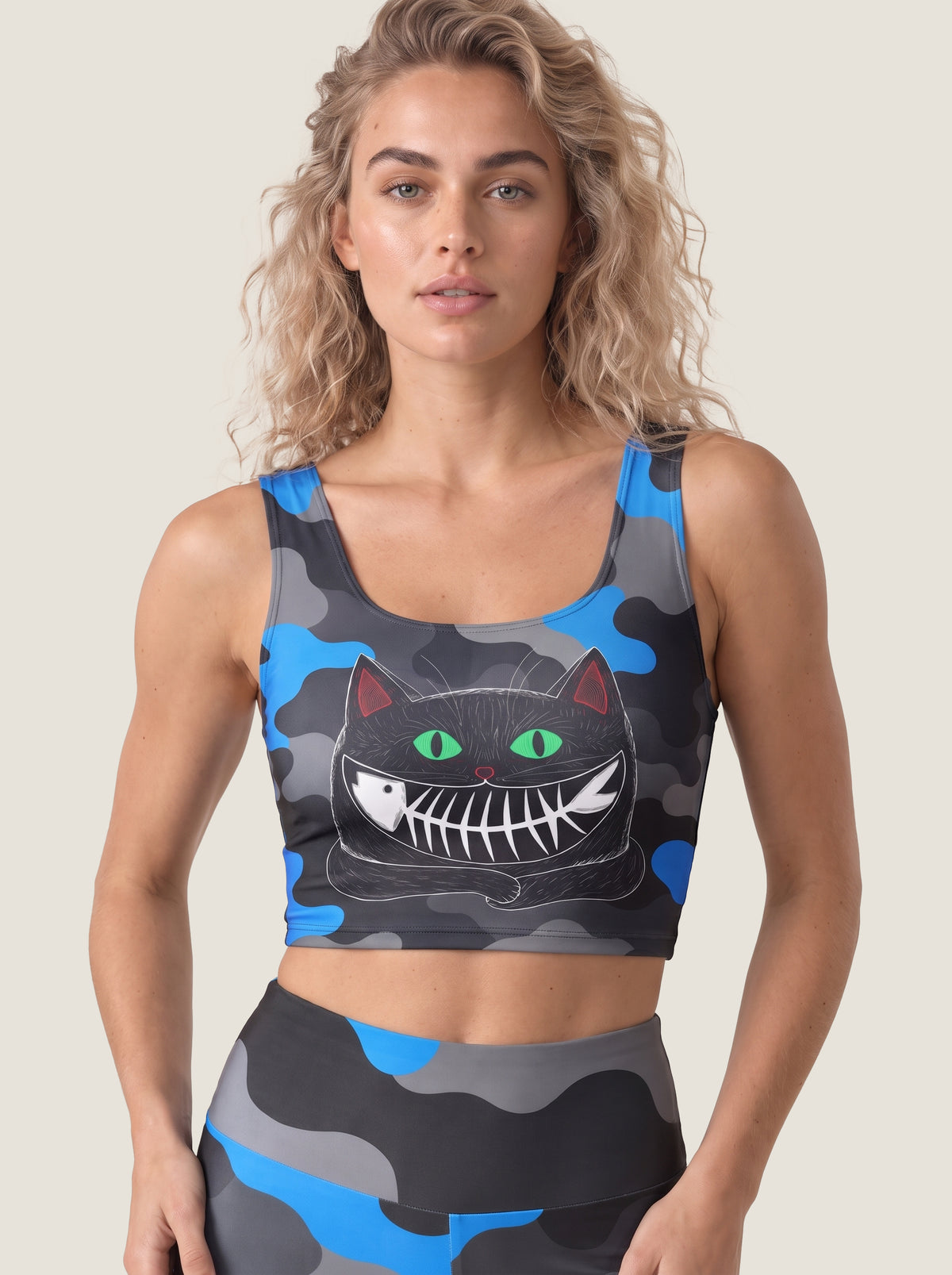 Black Cat Camo Sports Bra Set