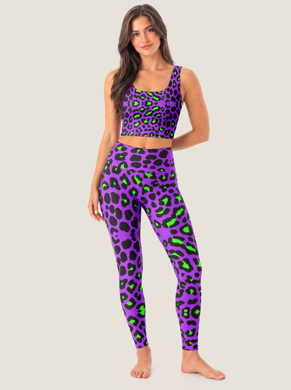 Neon Leopard Print Sports Bra Set