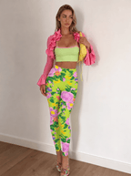 Lime Blossom Garden High-Rise  Leggings