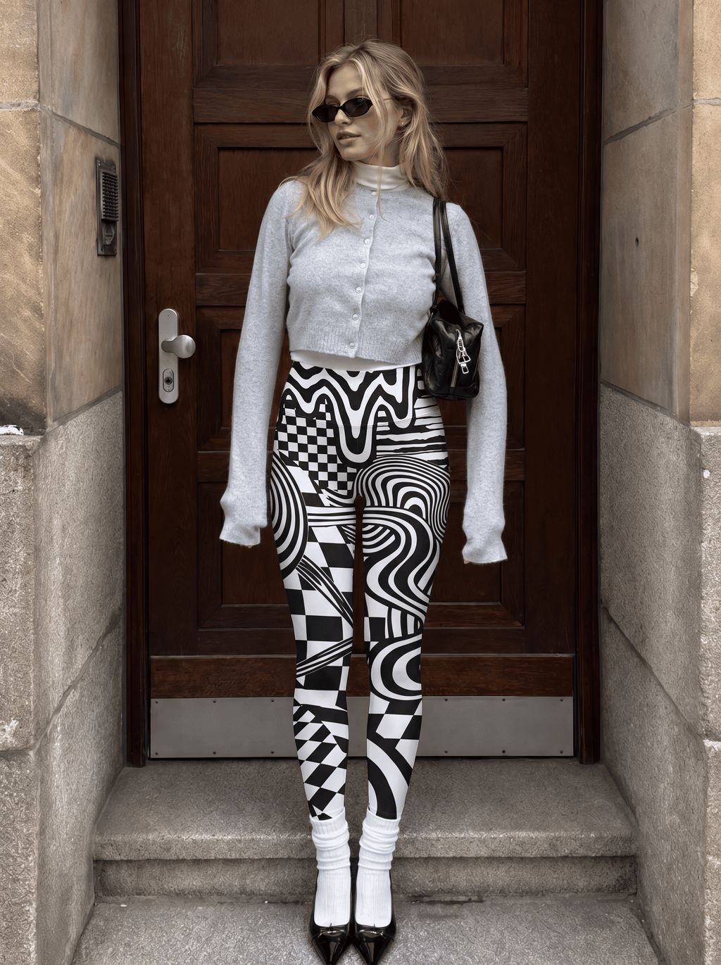 Monochrome Optical Maze High-Rise Leggings