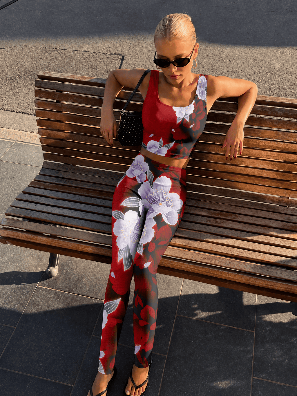 Crimson Sakura Shadow High-Rise Leggings Set