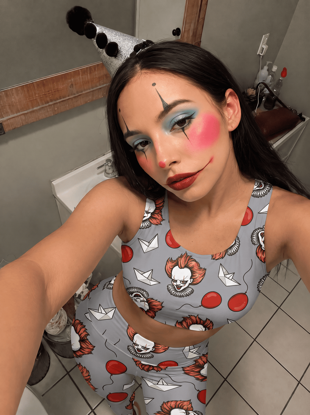 Creepy Clown Balloon Sports Bra Set