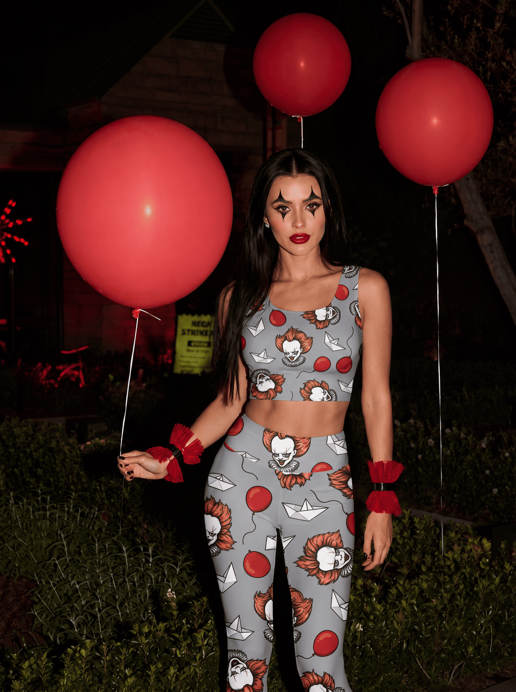 Creepy Clown Balloon Sports Bra Set