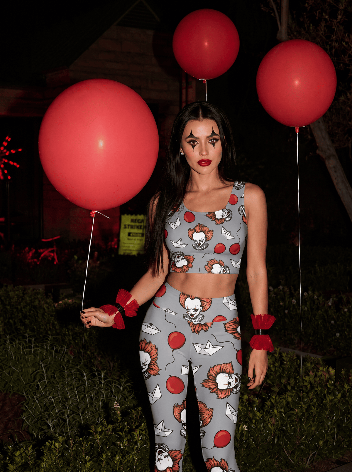 Creepy Clown Balloon Sports Bra Set