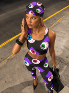 Creepy Eyeball Halloween Sports Bra Set