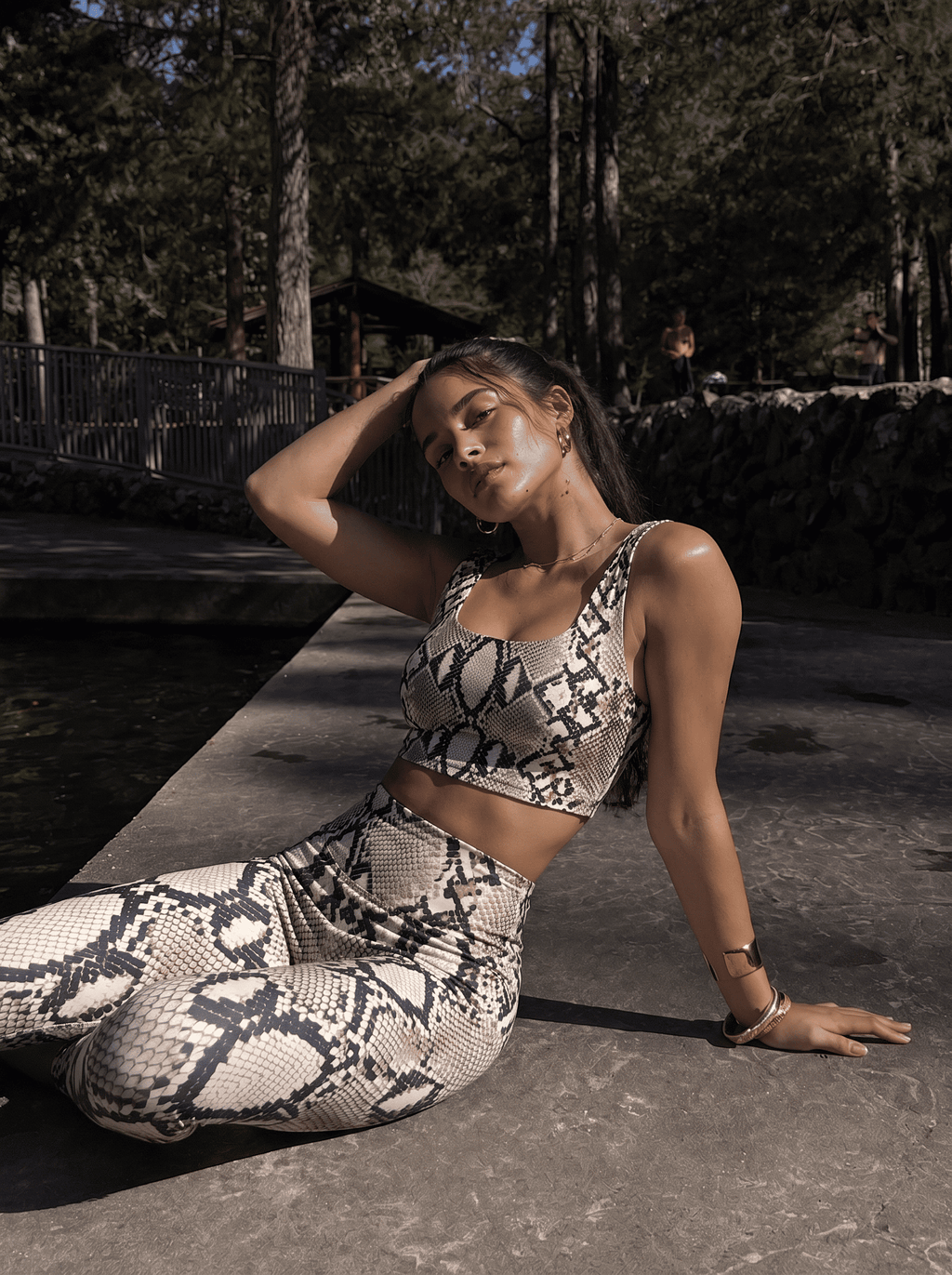Snake Skin Print Sports Bra Set