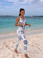 Blue Fish Pattern Sports Bra Set