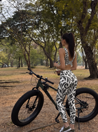 Black White Cat Floral Sports Bra Set