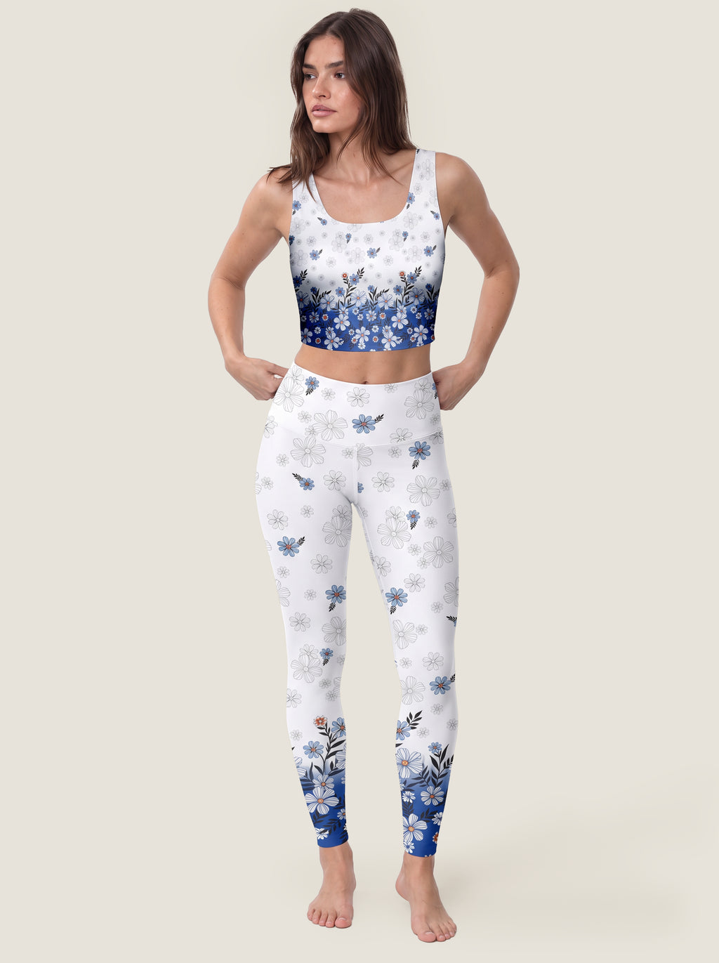 Blue Meadow Floral Sports Bra Set