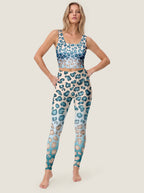 Blue Gradient Leopard Sports Bra Set